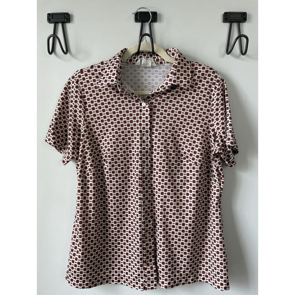 Sears Other - Vintage Sears The Shirt PermaPress Polyester Patterned Button Up Shirt Size 38